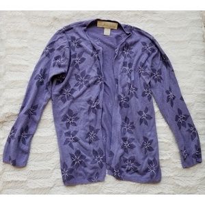 Nicole Miller purple beaded cardigan